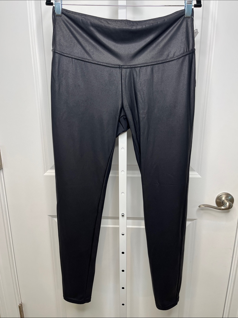 Time and Tru Black Faux-Leather High-Waist Leggings Large